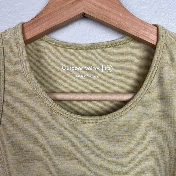 Outdoor Voices Size XL Heather Yellow Athena Crop Top High Neck Compression - Picture 2 of 4